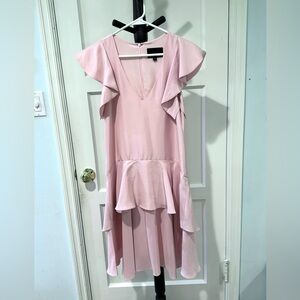 Cynthia Rowley Light Pink Blush Silk Tiered Ruffle Dress, Size 4